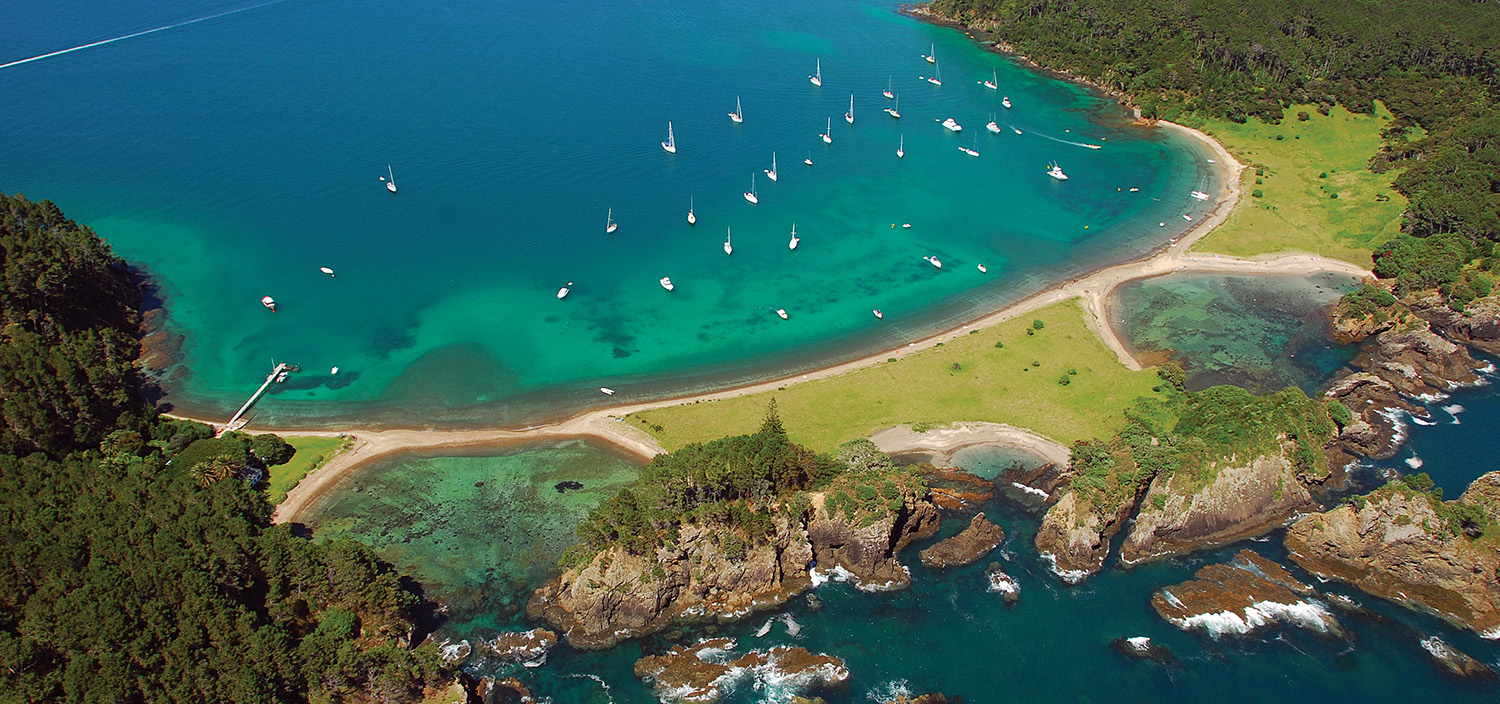 New Zealand yacht charter view of bay with luxury yachts